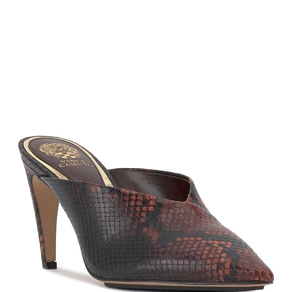 Vince Camuto Shoes - Vince Camuto Women's Bridget Animal Print Pointed Toe Leather Mules Size 6